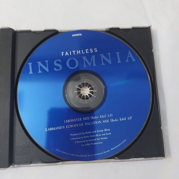Faithless Insomnia Rare Promo CD 1997 Arista/EMI Records Trance Techno House - Picture 8 of 9